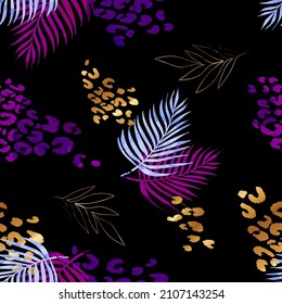 Abstract seamless leaves pattern. Nature repeated ornament. Foliage Angeles print. Tropical repeat background.