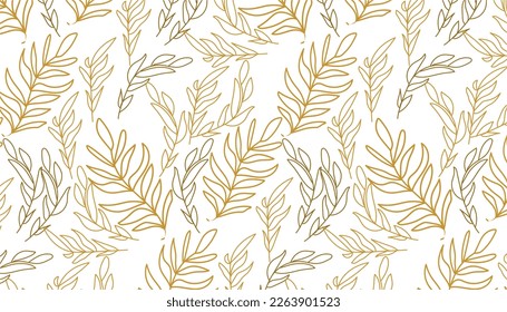 Abstract seamless leaves pattern, nature leaves background design, leaf's line arts, Hand drew design for house decor, fabric , wallpaper, clothing,cover, banner and invitation, Vector illustration. 