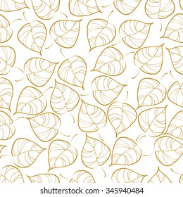 Abstract seamless leaves pattern.Nature gold  texture.Vintage style texture.Vector illustration
