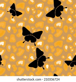 abstract seamless leopard pattern with butterfly