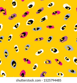 Abstract seamless leopard skin pattern. Bright colorful wild animal skin repeated print.