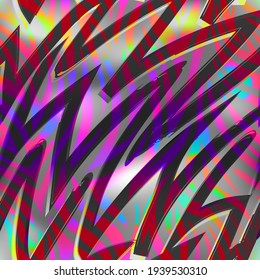 Abstract seamless leopard skin pattern with waves repeated background. Colorful neon repeat print for fashion textile, sport girlish clothes, wrapping paper. Wild animal geometrical vector ornament.