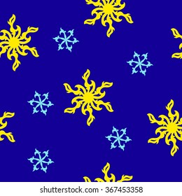 Abstract seamless light blue and yellow pattern  on a dark blue background