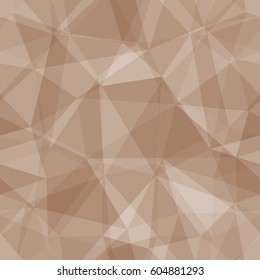 Abstract seamless light and dark beige overlapping triangles pattern for background. Transparency geometric layout for printing magazine cover, advertise presentation. Effect of a kaleidoscope.