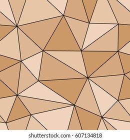 Abstract seamless light and dark beige triangles pattern for background. Geometric layout for printing magazine cover, advertise presentation, flyer. Template wallpaper with thin black lines.