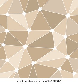 Abstract seamless light and dark beige triangles pattern for background. Geometric layout for printing magazine cover, advertise presentation, flyer. Template wallpaper with thin lines and nodes.