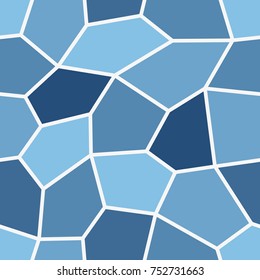 Abstract seamless light and dark blue pentagons pattern for background. Geometric layout for printing magazine cover, advertise presentation, flyer. Template wallpaper with thick white lines.