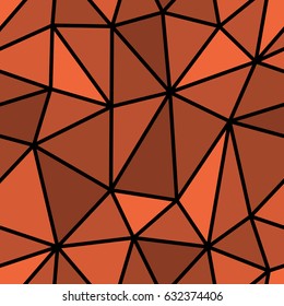Abstract seamless light and dark brown triangles pattern for background. Geometric layout for printing magazine cover, advertise presentation, flyer. Template wallpaper with thick black lines.