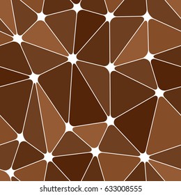 Abstract seamless light and dark brown triangles pattern for background. Geometric layout for printing magazine cover, advertise presentation, flyer. Template wallpaper with thin lines and nodes.