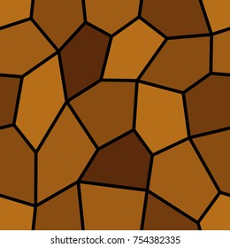 Abstract seamless light and dark brown pentagons pattern for background. Geometric layout for printing magazine cover, advertise presentation, flyer. Template wallpaper with thick black lines.