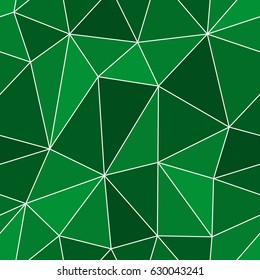 Abstract seamless light and dark green triangles pattern for background. Geometric layout for printing magazine cover, advertise presentation, flyer. Template wallpaper with thin white lines.
