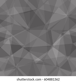Abstract seamless light and dark grey overlapping triangles pattern for background. Transparency geometric layout for printing magazine cover, advertise presentation. The effect of a kaleidoscope.