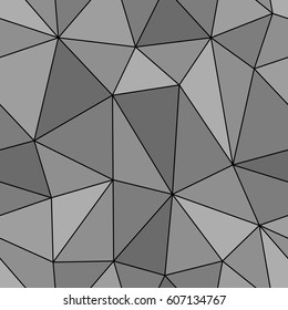 Abstract seamless light and dark grey triangles pattern for background. Geometric layout for printing magazine cover, advertise presentation, flyer. Template wallpaper with thin black lines.