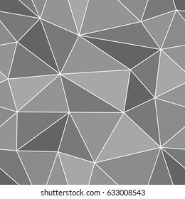 Abstract seamless light and dark grey triangles pattern for background. Geometric layout for printing magazine cover, advertise presentation, flyer. Template wallpaper with thin white lines.