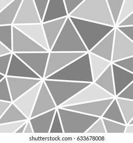 Abstract seamless light and dark grey triangles pattern for background. Geometric layout for printing magazine cover, advertise presentation, flyer. Template wallpaper with thick white lines.