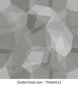 Abstract seamless light and dark grey overlapping pentagons pattern for background. Chaotic geometric layout for printing magazine cover, advertise presentation, flyer. Effect of a kaleidoscope.
