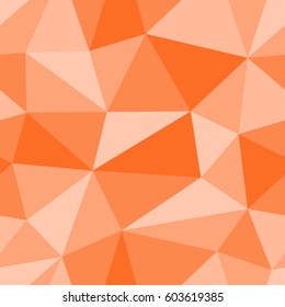 Abstract seamless light and dark orange triangles pattern for background. Geometric layout for printing magazine cover, advertise presentation, flyer. Template polygon wallpaper for poster page.