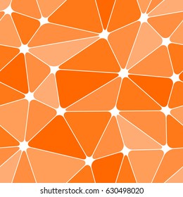 Abstract seamless light and dark orange triangles pattern for background. Geometric layout for printing magazine cover, advertise presentation, flyer. Template wallpaper with thin lines and nodes.