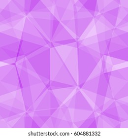 Abstract seamless light and dark purple overlapping triangles pattern for background. Transparency geometric layout for printing magazine cover, advertise presentation. Effect of a kaleidoscope.