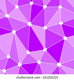Abstract seamless light and dark purple triangles pattern for background. Geometric layout for printing magazine cover, advertise presentation, flyer. Template wallpaper with thin lines and nodes.