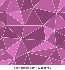 Abstract seamless light and dark purple triangles pattern for background. Geometric layout for printing magazine cover, advertise presentation, flyer. Template wallpaper with thin white lines.