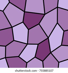Abstract seamless light and dark purple pentagons pattern for background. Geometric layout for printing magazine cover, advertise presentation, flyer. Template wallpaper with thick black lines.