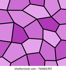 Abstract seamless light and dark purple pentagons pattern for background. Geometric layout for printing magazine cover, advertise presentation, flyer. Template wallpaper with thick black lines.