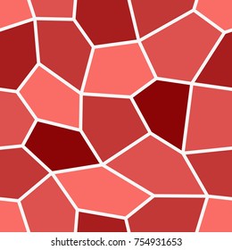 Abstract seamless light and dark red pentagons pattern for background. Geometric layout for printing magazine cover, advertise presentation, flyer. Template wallpaper with thick white lines.