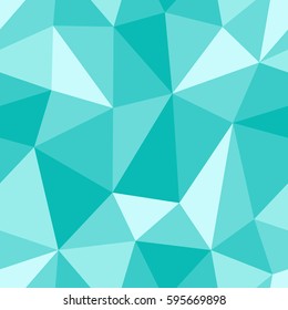 Abstract seamless light and dark turquoise triangles pattern for background. Geometric layout for printing magazine cover, advertise presentation, flyer. Template polygon wallpaper for poster page.