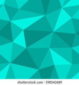 Abstract seamless light and dark turquoise triangles pattern for background. Geometric layout for printing magazine cover, advertise presentation, flyer. Template polygon wallpaper for poster page.