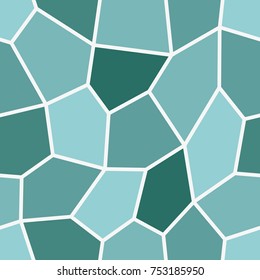 Abstract seamless light and dark turquoise pentagons pattern for background. Geometric layout for printing magazine cover, advertise presentation, flyer. Template wallpaper with thick white lines.