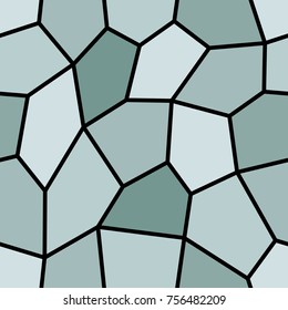 Abstract seamless light and dark turquoise pentagons pattern for background. Geometric layout for printing magazine cover, advertise presentation, flyer. Template wallpaper with thick black lines.