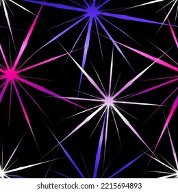 Resumen de un patrón de relámpago sin fisuras. Neon web repite la impresión. El universo nocturno repetía el ornamento. Coloridas neuronas fondo interminable