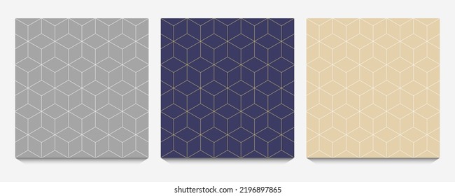 abstract seamless line hexagon, geometric texture background, polygon pattern set, network concept