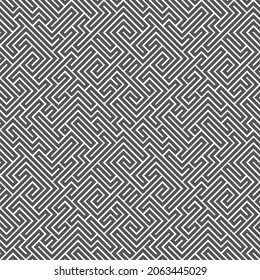 Abstraktes, nahtloses Labyrinth-Muster. Labyrinth-Hintergrund. Geometrischer unregelmäßiger Hintergrund. Vektorgrafik.
