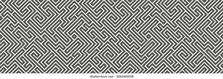 Abstract seamless line maze pattern. Labyrinth background. Geometric irregular backdrop. Vector.