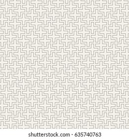 Abstract seamless line pattern. Modern linear texture with thin lines. Regularly repeating geometrical grid of crosses. Vector background.