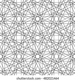 Abstract seamless line pattern, monochrome vector background