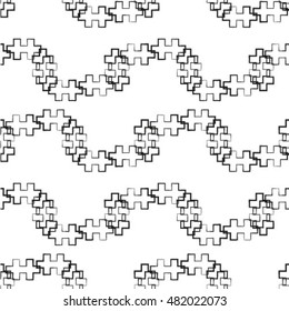 Abstract seamless line pattern, monochrome vector background