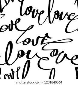 Abstract seamless love pattern. Black and white repeated backdrop. Iterative romantic wallpaper.  Valentine day wrapping paper. 