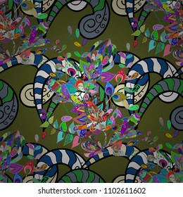 Abstract seamless love pattern. Heart Doodle. Drawing in sketch style on white, blue, neutral, black and gray colors. Valentine':s day. Wrapping paper. Raster.