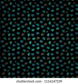 Abstract seamless love pattern. Heart Doodle. Drawing in sketch style on black, blue and green colors. Wrapping paper. Valentine':s day. Vector.