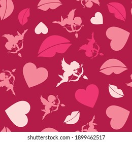 Abstract seamless love pattern. Valentines day wrapping paper. Romantic wallpaper for girls, textile, clothes, wrapping paper. Vector illustration