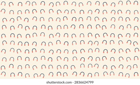 Abstract seamless magnet pattern with red blue poles on beige background modern geometric repetitive decorative artwork