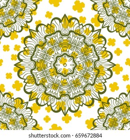 Abstract Seamless Mandala Stylized Warping Paper Pattern Print. Indian mandala as base of endless design.