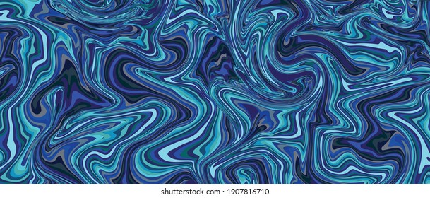 Abstract seamless marble pattern, wood texture, watercolor marble pattern.Variations of Blue color.Hand drawn vector background.Good for fabric, gift wrapping.Unique trendy paint waves.sea waves