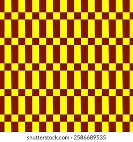 An Abstract Seamless maroon and yellow checkered pattern vector Geometric chess board style wallpaper. Gematrical square plaid design for textile, wall art,  cover, pottery, web, wrapping , flooring .