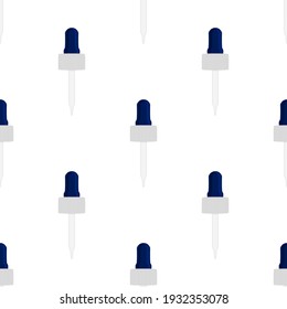Abstract seamless medical pipette, dropper for laboratory on white background. Pattern dropper consisting of many identical glass laboratory medical pipette. Medical pipette it dropper from laboratory