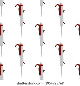 Abstract seamless medical pipette, dropper for laboratory on white background. Pattern dropper consisting of many identical glass laboratory medical pipette. Medical pipette it dropper from laboratory