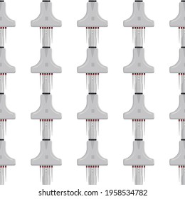 Abstract seamless medical pipette, dropper for laboratory on white background. Pattern dropper consisting of many identical glass laboratory medical pipette. Medical pipette it dropper from laboratory